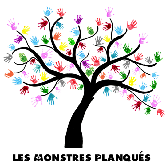 Logo de l'association des Monstres Planqués. On voit un arbre avec une multitude de feuilles colorées.